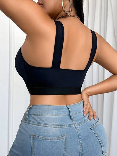 Elacene Soutien-gorge grande taille à fermeture frontale froncée avec bretelles larges
