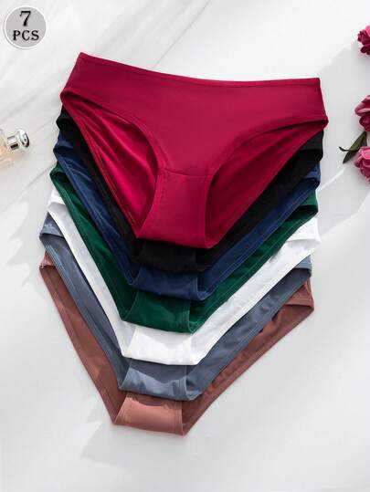 Snug Zone 7 pièces/paquet Culottes bikini sans couture avec bordure en dentelle pour femmes, sous-vêtements élégants et confortables