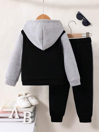 Ensemble veste de baseball et pantalon imprimé lettres pour garçons