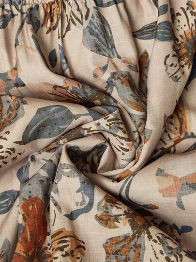 Elaquor Robe décontractée à manches longues avec col lavallière, imprimé floral et volants, pour femmes grandes tailles. Fleurs/Hiver