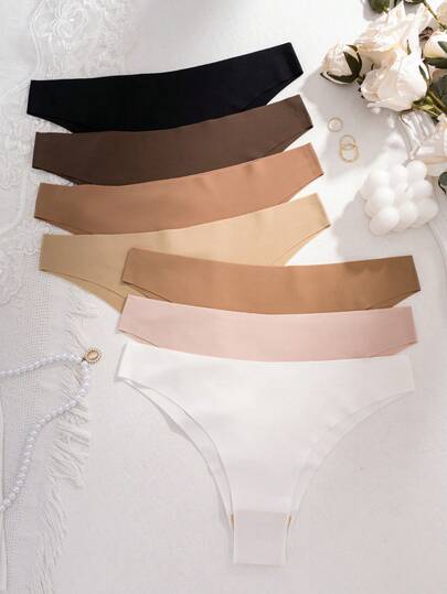7 pièces/paquet Culottes de bikini à taille basse confortable et sans couture pour femmes, convient pour le fitness et les sports