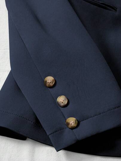 Franclia Ensemble veste et pantalon élégant et décontracté pour le bureau et les déplacements, couleur unie, bleu marine, pour la Fête des enseignants, été
