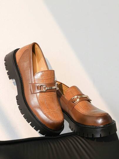Mocassins sans lacets pour hommes, chaussures polyvalentes décontracté chic, chaussures à semelle épaisse avec rehausseur, sans lacets pour le trajet, les fêtes, les banquets et la tenue de ville