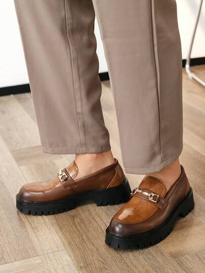 Mocassins sans lacets pour hommes, chaussures polyvalentes décontracté chic, chaussures à semelle épaisse avec rehausseur, sans lacets pour le trajet, les fêtes, les banquets et la tenue de ville