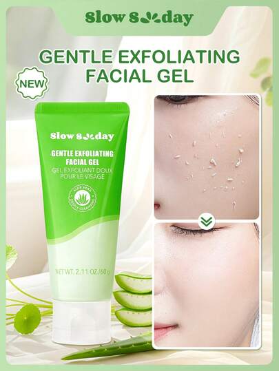 Gel exfoliant doux pour le visage Slow Sunday, rafraîchissant & adoucissant, nettoyant en profondeur, exfoliant doux, avec extrait d'aloe vera, extrait de centella asiatica & particules de gommage, contrôle du sébum, K Beauty, convient pour l'été & l'auto
