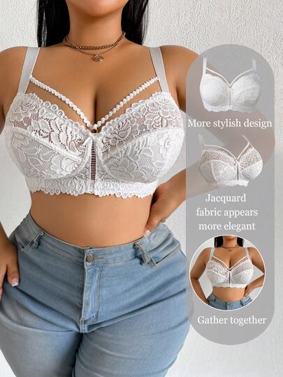 DesireSculpt 1 pièce Soutien-gorge sans armatures en dentelle pour grandes tailles pour femmes