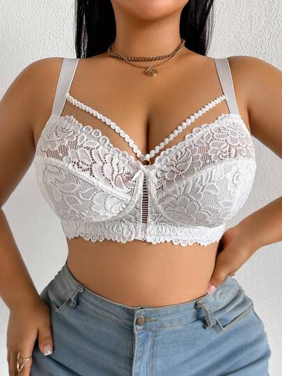 DesireSculpt 1 pièce Soutien-gorge sans armatures en dentelle pour grandes tailles pour femmes