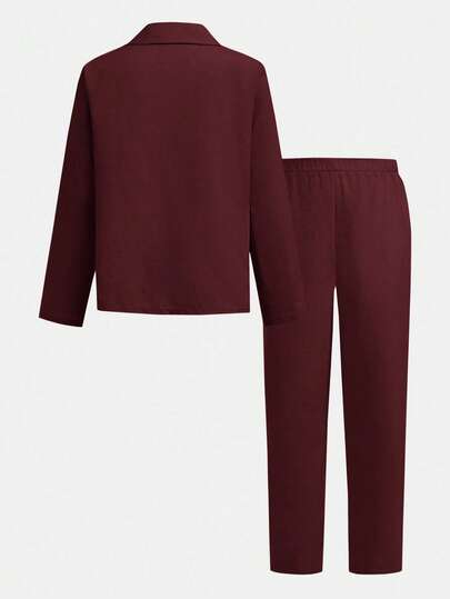 2 pièces Tenue décontractée d'été pour garçons préados, style gentleman preppy. Ensemble veste blazer de couleur unie et pantalon formel à taille élastique, convient pour anniversaire, soirée, représentation, mariage. Vêtements automne-hiver pour filles