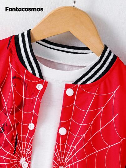Fantacosmos 1 pièce Veste décontractée pour jeune garçon avec imprimé araignée à manches longues, convient pour les vacances, les voyages, la détente, les bains de soleil, le campus, l'été