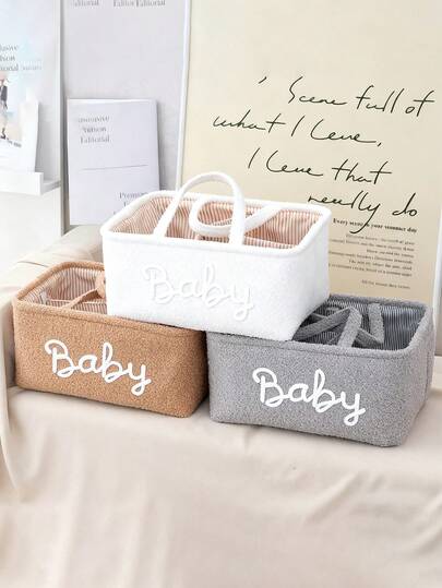 1 pièce Sac de rangement pour maman, panier de rangement pour couches de bébé, organisateur multifonctionnel pour fournitures de maternité et de bébé, boîte de rangement pour collations de couleur unie, organisateur de bureau, cadeau pour nouveau-né / pou