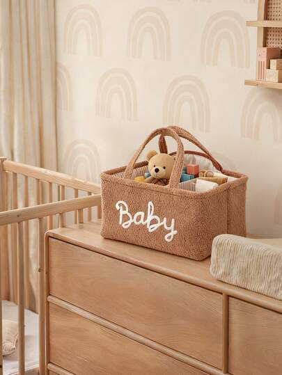1 pièce Sac de rangement pour maman, panier de rangement pour couches de bébé, organisateur multifonctionnel pour fournitures de maternité et de bébé, boîte de rangement pour collations de couleur unie, organisateur de bureau, cadeau pour nouveau-né / pou