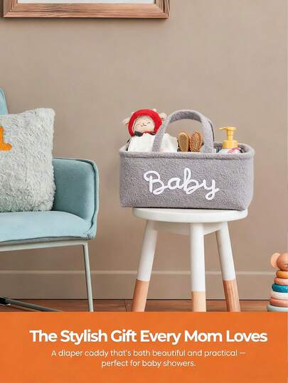 1 pièce Sac de rangement pour maman, panier de rangement pour couches de bébé, organisateur multifonctionnel pour fournitures de maternité et de bébé, boîte de rangement pour collations de couleur unie, organisateur de bureau, cadeau pour nouveau-né / pou
