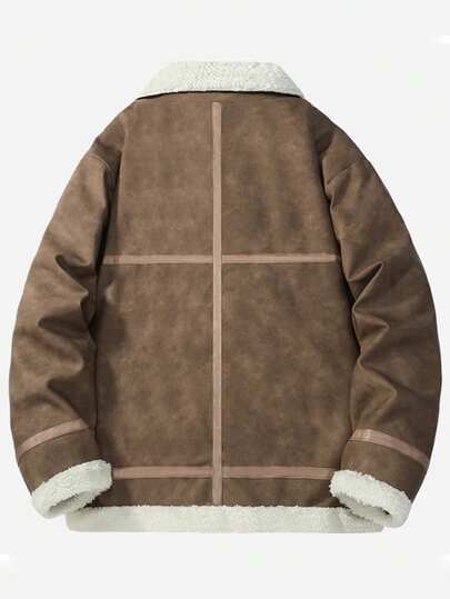 Veste en PU coupe ample pour homme, mode décontractée automne/hiver, manteau doublé thermique pour sports de plein air