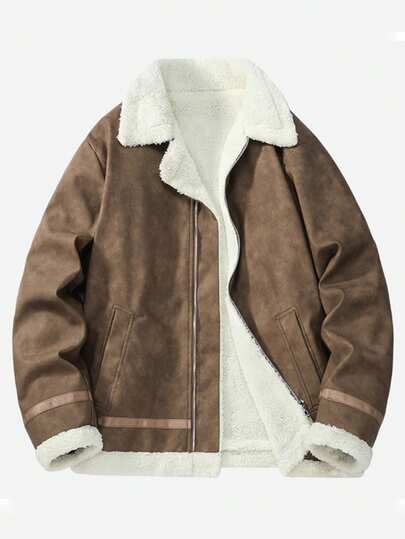 Veste en PU coupe ample pour homme, mode décontractée automne/hiver, manteau doublé thermique pour sports de plein air