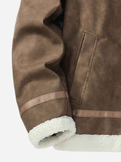 Veste en PU coupe ample pour homme, mode décontractée automne/hiver, manteau doublé thermique pour sports de plein air