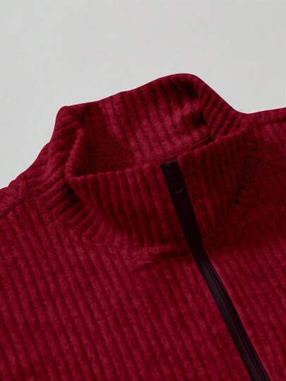 Manfinity Homme T-shirt à manches longues avec design à patte de boutonnage à glissière pour hommes