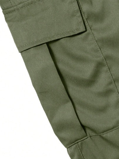 Pantalon cargo multipoches à jambe droite de couleur unie pour hommes grande taille, coupe ample, pantalon long décontracté pour l'extérieur, les trajets et les sports, printemps/automne