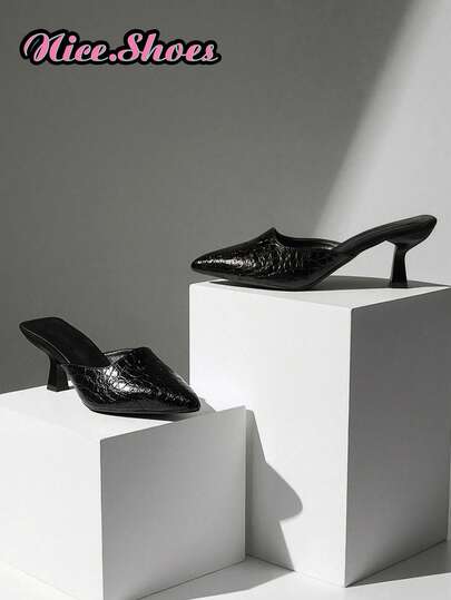 Nouvelles mules à talons hauts fins pour femmes, bout pointu, échancrure basse, design et élégant, confortables, bout fermé, coupe oblique en V profond, sandales à talons hauts pour femmes