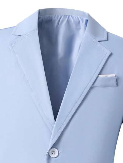 4 pièces Ensemble costume bleu pour garçons : veste à manches longues + gilet + cravate + pantalon, tenue de cérémonie décontractée convenant pour récital de piano/violon, remise de diplôme, mariage, anniversaire, soirée, représentation, réception, saison