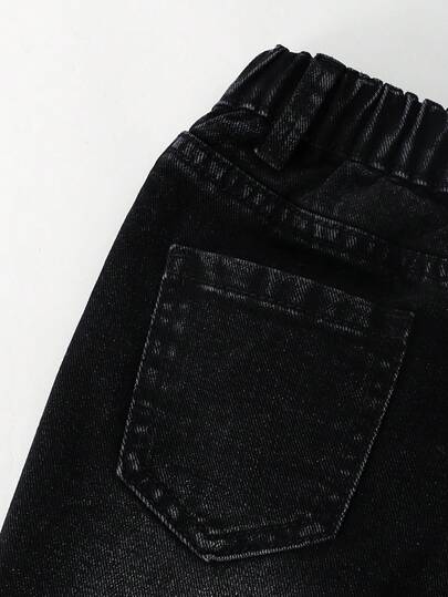Elladie kids Jeans bleus droits délavés polyvalents et à la mode pour filles, automne