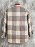 Manfinity Homme Veste à rabat imprimée à carreaux pour hommes sans t-shirt, veste décontractée à manches longues à imprimé à carreaux pour sortir, veste à carreaux légère, pour les amis, le mari, le petit ami, automne