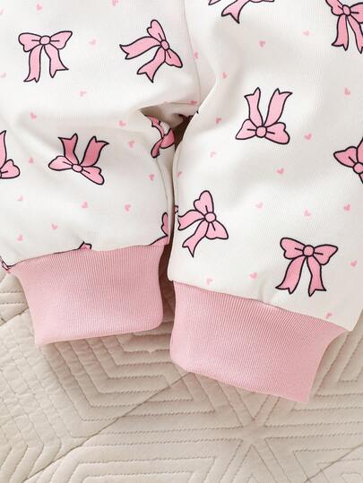 Ensemble de 3 pièces pour bébé fille nouveau-né, ensemble mignon avec nœud rose et imprimé floral