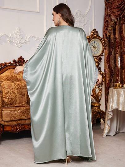Al Najma Robe longue élégante de style turc pour femmes grandes tailles, ensemble de robe traditionnelle arabe de luxe slim fit à la mode
