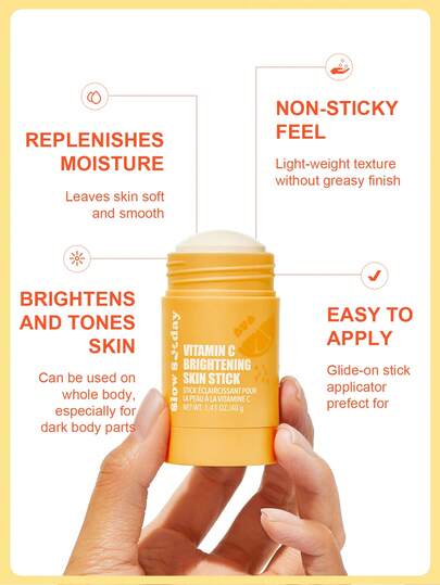 Bâton éclaircissant pour la peau SlowSunday à la vitamine C, avec vitamine C, vitamine E & niacinamide, améliore le teint terne, éclaircit, lisse la peau, uniformise le teint, pour les aisselles, les genoux, les coudes & la ligne du bikini, convient pour