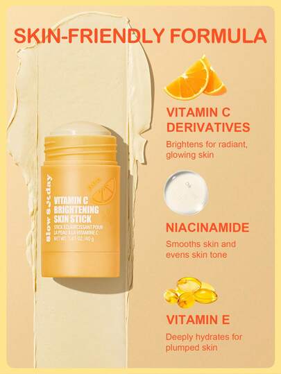 Bâton éclaircissant pour la peau SlowSunday à la vitamine C, avec vitamine C, vitamine E & niacinamide, améliore le teint terne, éclaircit, lisse la peau, uniformise le teint, pour les aisselles, les genoux, les coudes & la ligne du bikini, convient pour