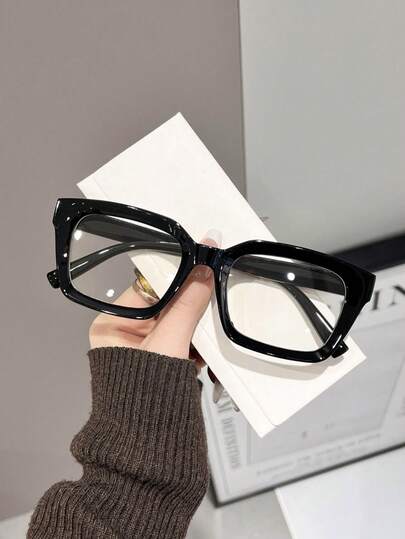 1 paire de lunettes carrées à la mode et minimalistes, avec des verres transparents convenant à la lecture, aux jeux, à la télévision, à l'ordinateur et au téléphone portable, unisexe