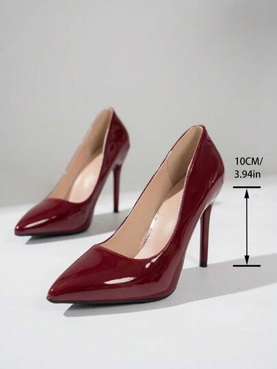 Chaussures de fête style vintage pour femmes, escarpins à talons hauts pointus à bout peu profond avec finition miroir, chaussures de soirée élégantes et pour robe de soirée formelle