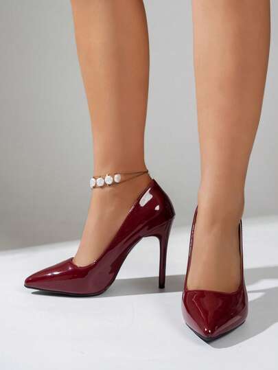 Chaussures de fête style vintage pour femmes, escarpins à talons hauts pointus à bout peu profond avec finition miroir, chaussures de soirée élégantes et pour robe de soirée formelle