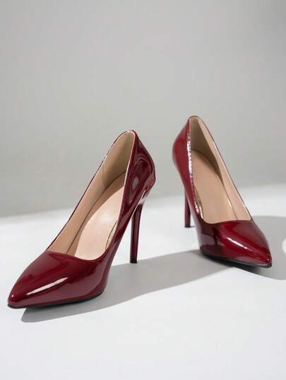 Chaussures de fête style vintage pour femmes, escarpins à talons hauts pointus à bout peu profond avec finition miroir, chaussures de soirée élégantes et pour robe de soirée formelle
