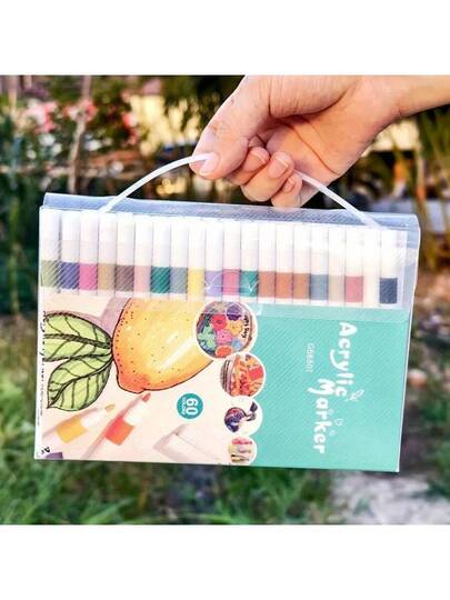 Ensemble de marqueurs de peinture acrylique 12/24/36/48/60/80 couleurs, imperméable, convient pour l'art & l'artisanat, les projets DIY, les artistes professionnels, les étudiants, les fournitures de bureau et d'école, la rentrée scolaire
