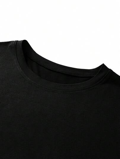 3 pièces T-shirt à manches longues col rond imprimé simple et polyvalent pour hommes, printemps/automne