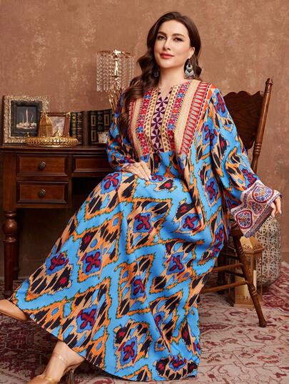 Al Najma Robe maxi grande taille pour femmes, style turc et abaya traditionnelle arabe
