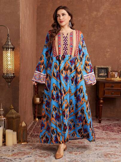 Al Najma Robe maxi grande taille pour femmes, style turc et abaya traditionnelle arabe
