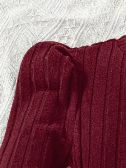 1 pièce Robe à col rond, manches longues, tricot côtelé, ourlet à patchwork floral, douce et féminine, automne