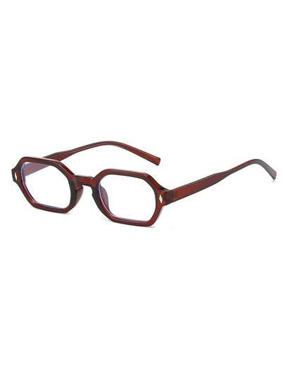 1 paire de lunettes de vue femme avec monture en PC transparent rouge, de style vintage minimaliste, à monture pleine couleur unie personnalisée