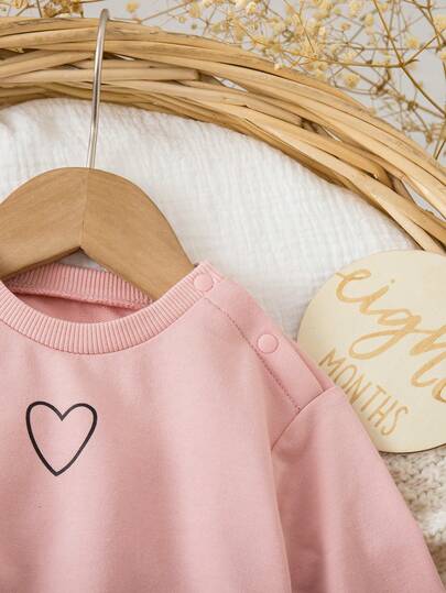 Ensemble bébé fille nouveau-né mignon et décontracté, pull à manches longues en tricot avec motif cœur et pantalon à taille élastique