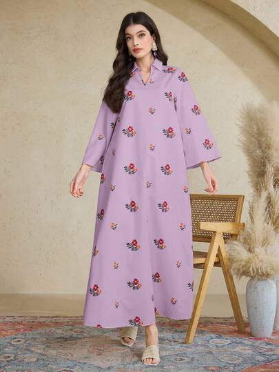 Al Najma Tunique longue turque pour femmes et robe longue traditionnelle arabe, caftan et jalabiya