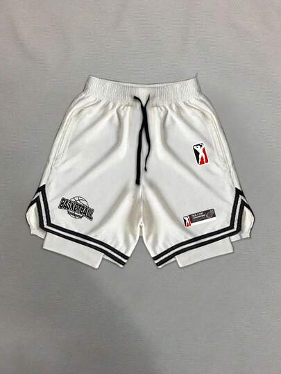 Gym Rark Short de sport décontracté, de fitness et de basket-ball pour hommes, avec imprimé lettres, cordon de serrage à la taille, poches, léger