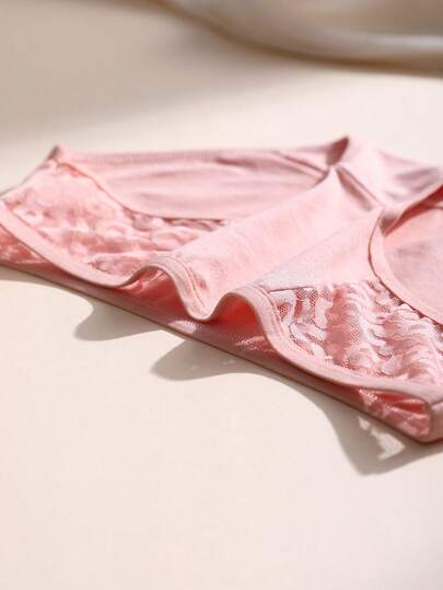 5 pièces/set Culottes confortables à taille basse avec patchwork en dentelle pour femmes