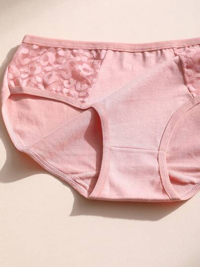5 pièces/set Culottes confortables à taille basse avec patchwork en dentelle pour femmes
