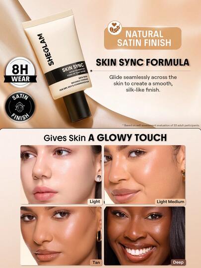 SHEGLAM Skin Sync Satin Fond De Teint-Shell Marque De Beauté CosméTique Maquillage Pour Femmes Et Filles
