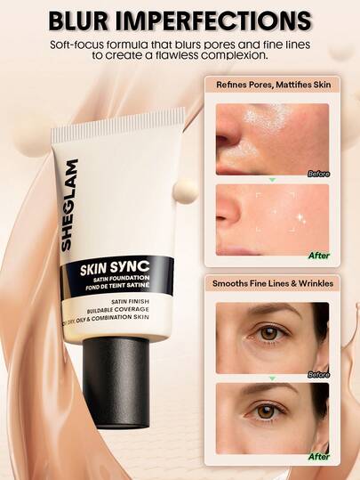 SHEGLAM Skin Sync Satin Fond De Teint-Honey Marque De Beauté CosméTique Maquillage Pour Femmes Et Filles