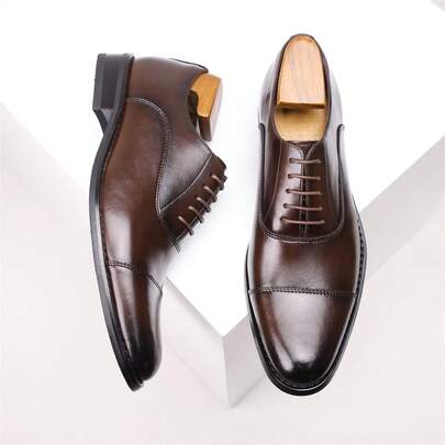 Chaussures habillées Oxford classiques pour hommes en matériau PU, chaussures de bureau, chaussures de gentleman à trois articulations, chaussures de bureau quotidiennes, chaussures habillées à lacets, respirantes, durables, classiques rétro, confortables