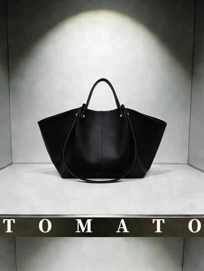 1 pièce Sac à épaule polyvalent mode pour femmes, sac fourre-tout rétro en PU de couleur unie, avec design de poche intérieure, sac trapézoïdal grande capacité, convient aux jeunes femmes - sorties, shopping, salle de classe, rendez-vous, cadeaux pour dam