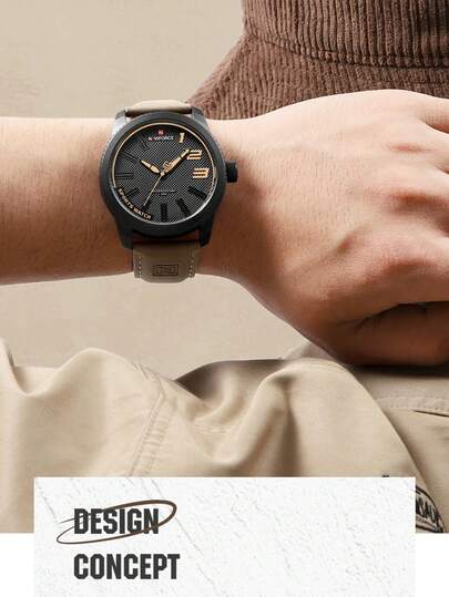 NAVIFORCE Montre-bracelet populaire pour hommes, montre militaire sport résistante aux chocs et étanche avec bracelet véritable, montre-bracelet de mode décontractée pour hommes