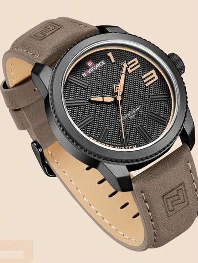 NAVIFORCE Montre-bracelet populaire pour hommes, montre militaire sport résistante aux chocs et étanche avec bracelet véritable, montre-bracelet de mode décontractée pour hommes